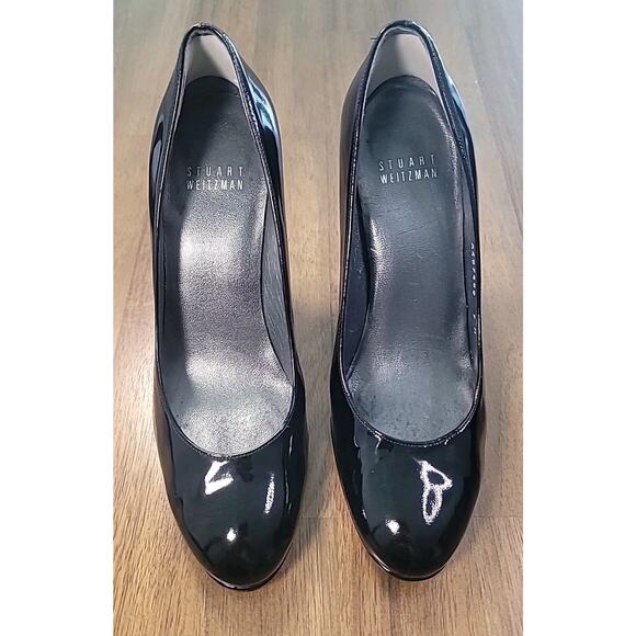 Stuart Weitzman Platswoon Black Patent Leather Platform Pumps 7M - Picture 1 of 8